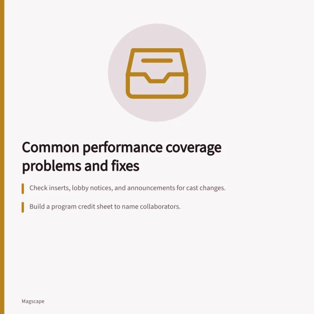 Icon representing performance review coverage fixes. Common performance coverage problems and fixes