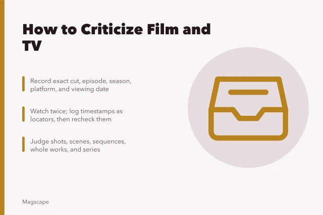 Guide to film and television criticism methods and viewing checklist. Film and television criticism: a practical guide