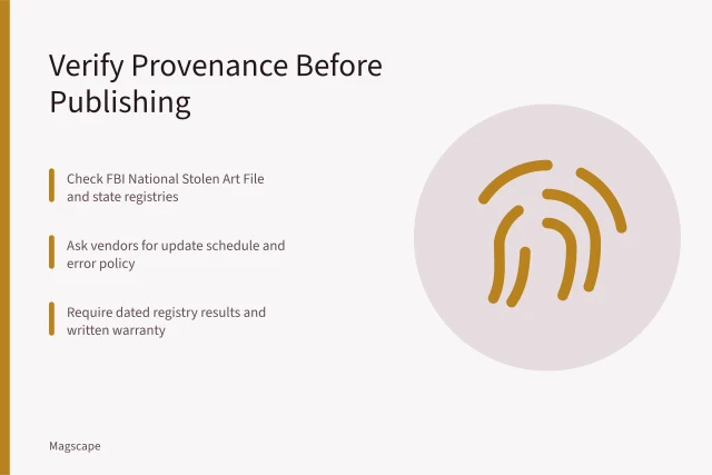 Checklist for verifying painting provenance before publication. How to Verify a Painting’s Provenance Before You Publish a Review