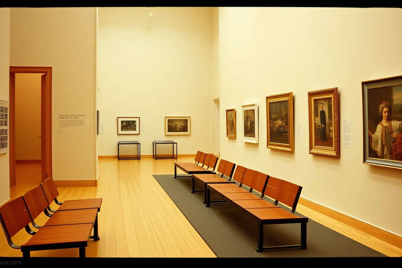 Gallery with bilingual labels, varied seating, cane detection strips, and QR codes (Common museum coverage problems and practical fixes)
