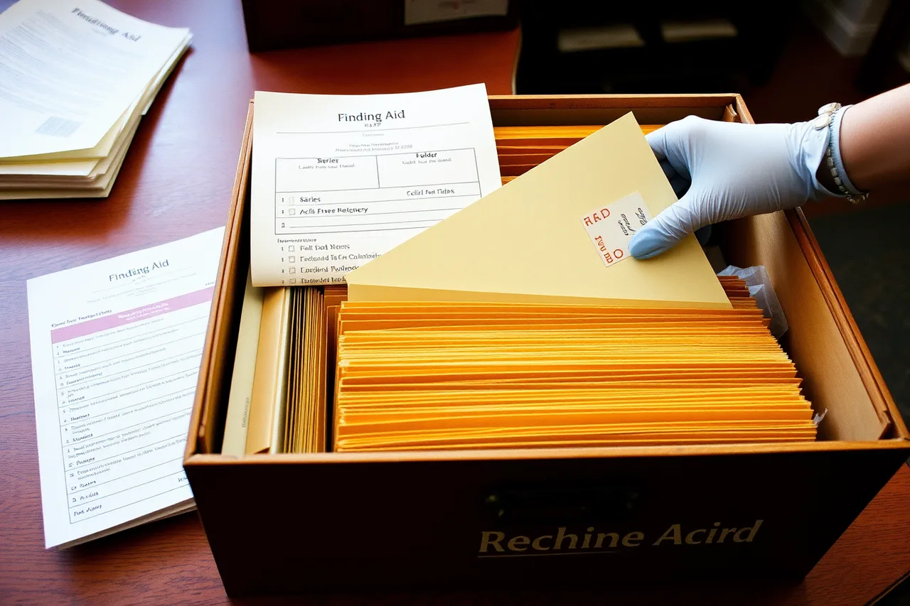 Archival box, folders, and finding aid showing series and box numbers (Public history fact-check checklist for writers and editors)