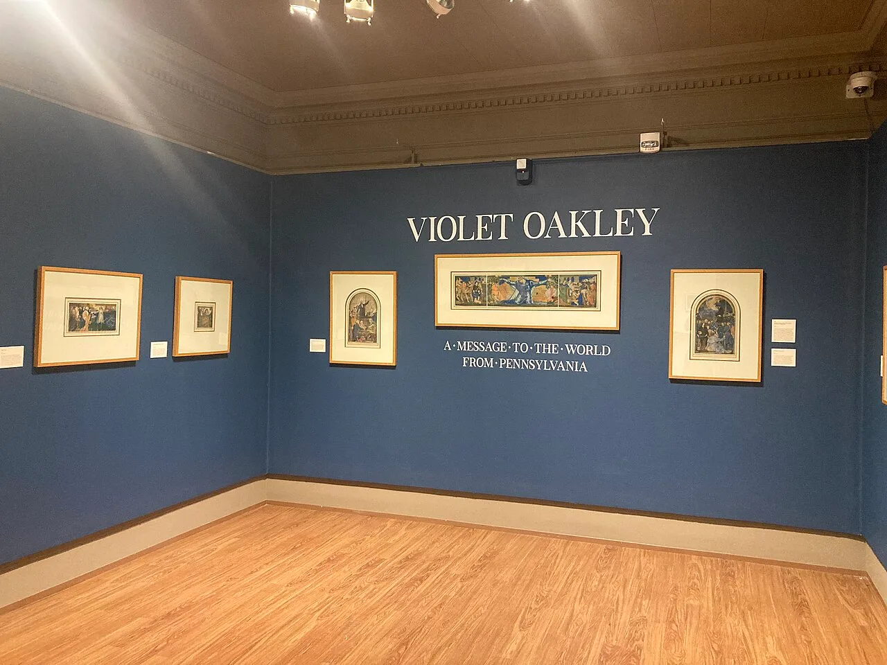 Interior of the Schmucker Art Gallery during a Violet Oakley exhibition